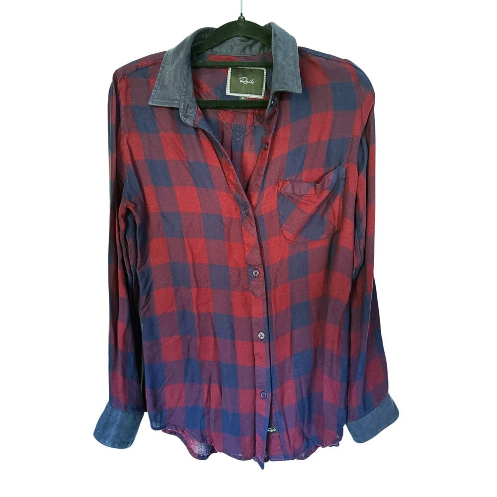 Rails Plaid Button Down Flannel Top Small Red Blu… - image 4
